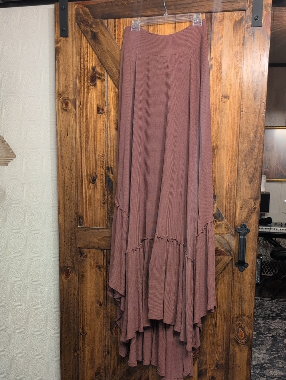 FP Beach Free People Mauve High-Low Maxi Skirt Ashlyn Sz. Large Linen Blend